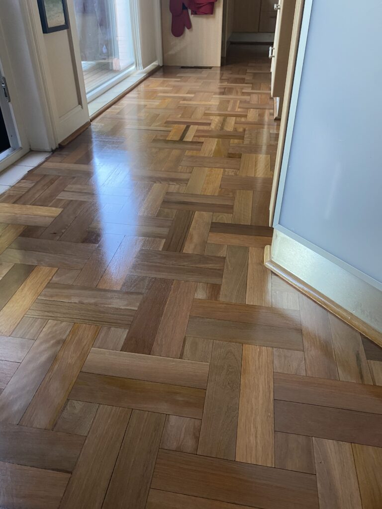 Brushed Box Parquetry Flooring sanding