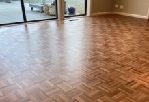 Brush Box Mosaic Parquetry Floor Sanding in Tuggeranong Brush Box parquetry floor after sanding and Berger Seidle Ceramic Matt finish in Tuggeranong Canberra